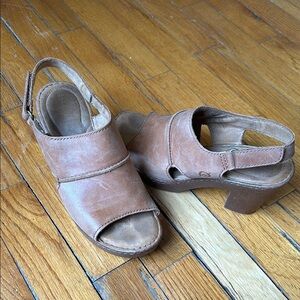 Tan Leather Heeled Sandals